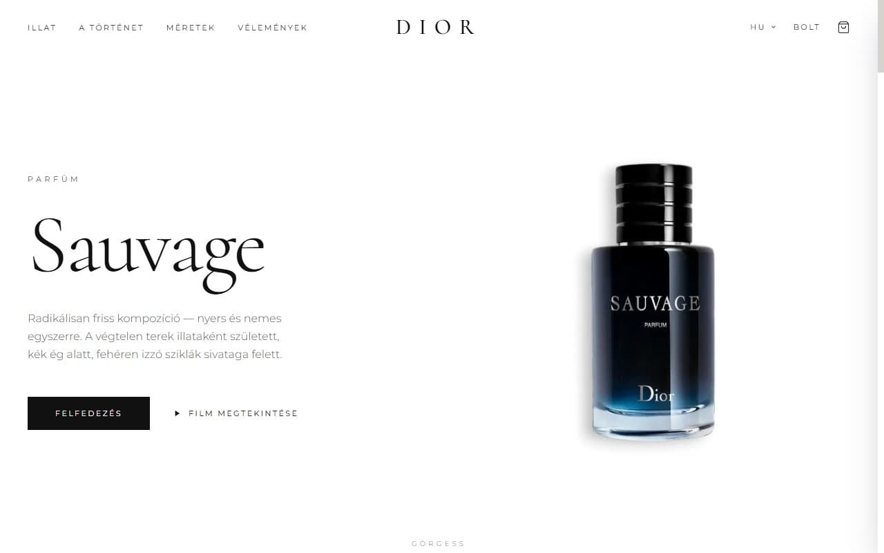 Sauvage luxury fragrance landing page